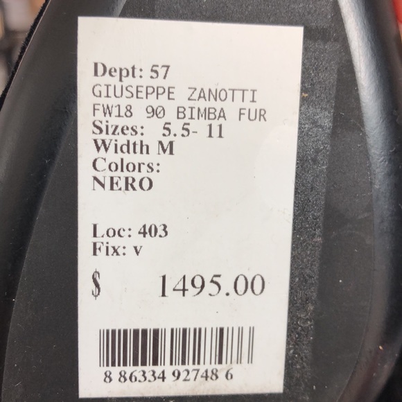 New w/Tags Giuseppe Zanotti Brand New 6 1/2 Black Fur and Velvet Heeled Boots - Picture 13 of 14